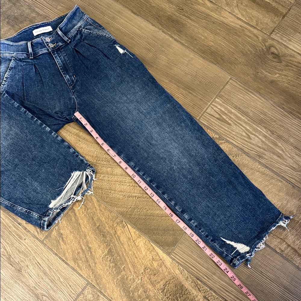 Flying Monkey High Waist Distressed Crop Jeans Size 26 | Pleated Wide Leg - Picture 11 of 12